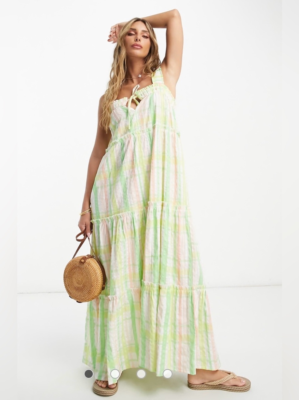 ASOS DESIGN raw edae tiered maxi sundress Size 4